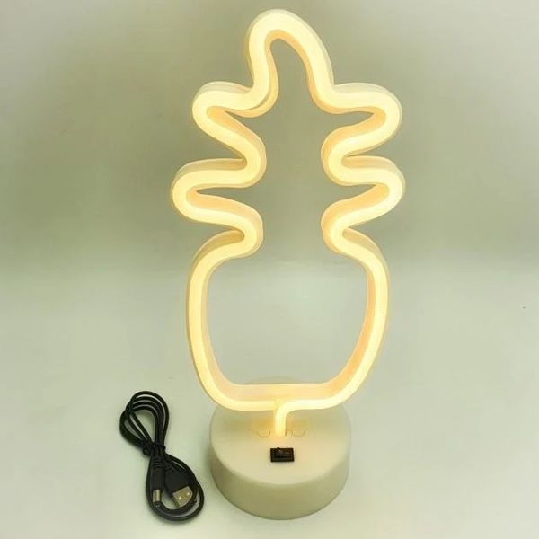 Неоновий світильник Ананас 30 см теплий білий LED нічник USB/AA Decoration Lamp 726207 фото