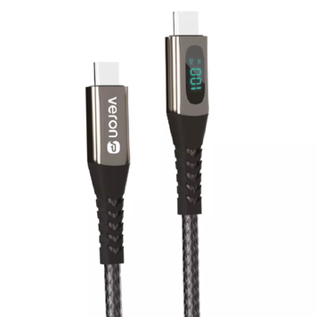 Кабель Veron CC-02 Type-C to Type-C 100W 5A 1.2м нейлоновий PD QC швидка зарядка 770967 фото