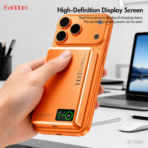 Power Bank Earldom ET-PD62 10000 mAh MagSafe 20W PD | Беспроводная зарядка | Cosmic Orange 790599 фото