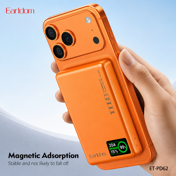 Power Bank Earldom ET-PD62 10000 mAh MagSafe 20W PD | Беспроводная зарядка | Cosmic Orange 790599 фото