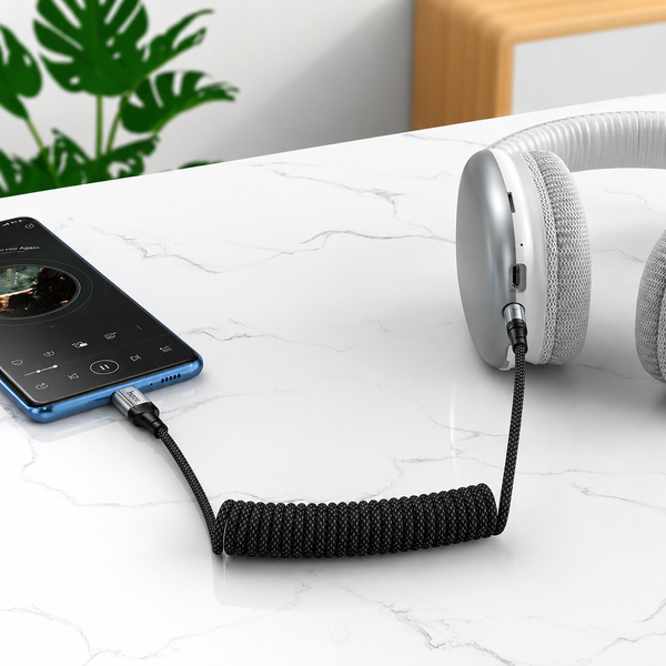 Аудіокабель Hoco UPA33B USB Type-C &ndash; 3.5 мм AUX Hi-Fi 1.5 м пружинний 788030 фото