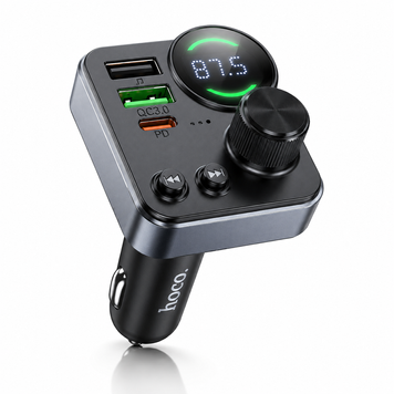 FM-трансмітер Hoco E86 Bluetooth 5.4, PD 30W + QC3.0 18W, 48W, Hands-Free, USB-C, USB, TF, автомобільний модулятор 785944 фото