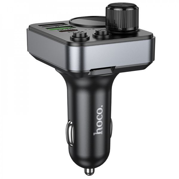 FM-трансмітер Hoco E86 Bluetooth 5.4, PD 30W + QC3.0 18W, 48W, Hands-Free, USB-C, USB, TF, автомобільний модулятор 785944 фото