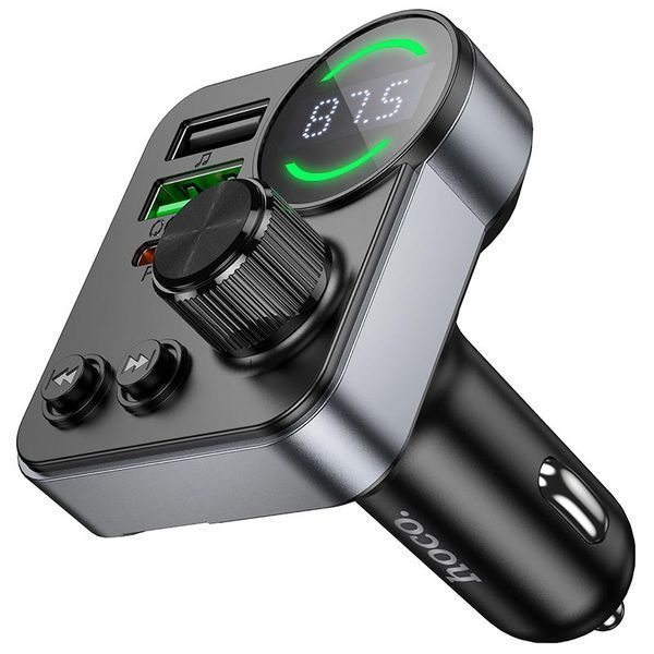 FM-трансмітер Hoco E86 Bluetooth 5.4, PD 30W + QC3.0 18W, 48W, Hands-Free, USB-C, USB, TF, автомобільний модулятор 785944 фото
