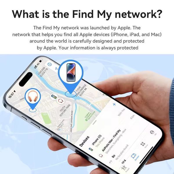 Брелок-локатор HOCO E94 с Apple Find My для поиска вещей Голубой 785947 фото