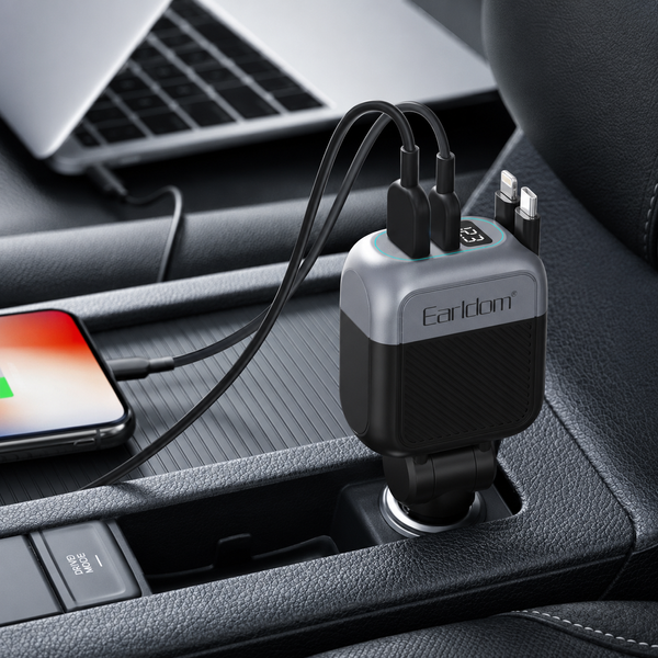Автомобільний зарядний пристрій Earldom ES-CC56 65W | PD 45W + USB + Lightning | Вольтметр 790589 фото