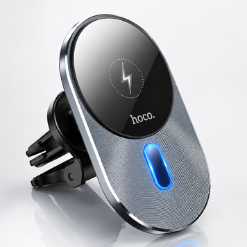Автотримач Hoco CA91 MagSafe 15W з бездротовою зарядкою Qi, магнітний тримач телефону в авто на дефлектор для iPhone 12&ndash;17, Samsung, Xiaomi 774112 фото