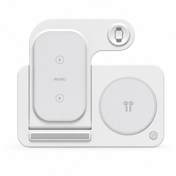 Бездротова зарядна станція WiWU WI-W020 3в1 15W для iPhone, Apple Watch та AirPods Магнітна Qi Біла 776728 фото