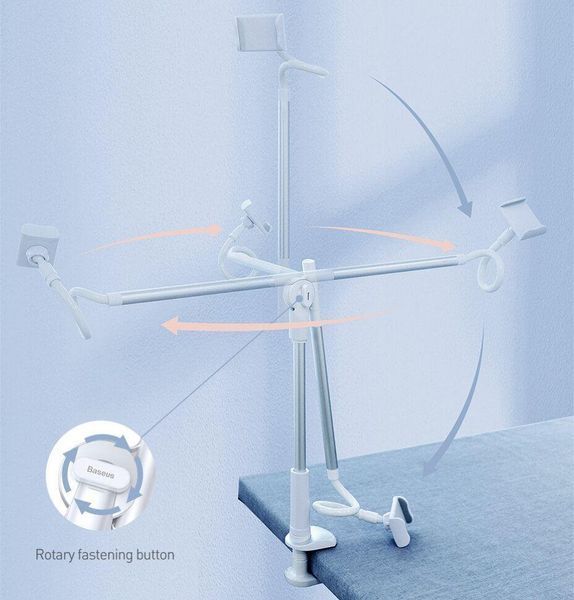 Гнучкий тримач для телефону Baseus Lazy Holder SULR-0 з прищіпкою 360&deg; White 770907 фото