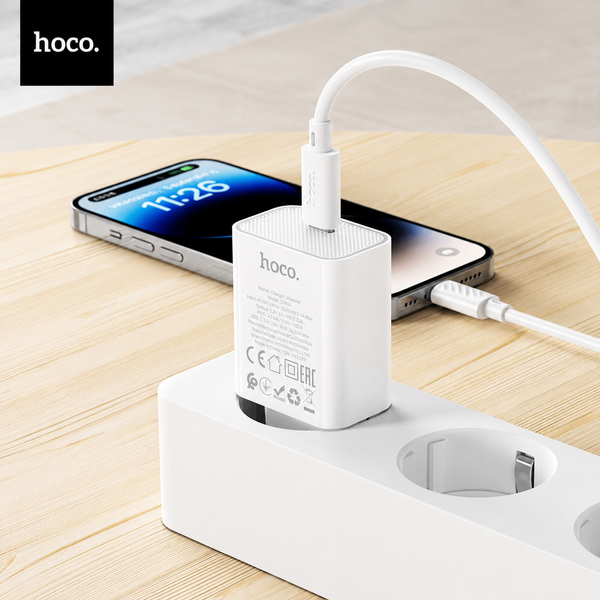 Зарядное устройство Hoco C143A 20W PD3.0 USB-C с кабелем Lightning 1 м быстрая зарядка 786633 фото