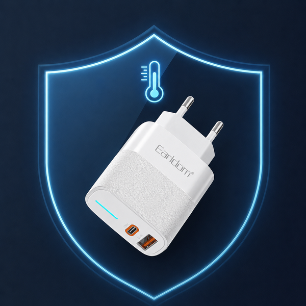 Мережевий зарядний пристрій Earldom ES-EU32 38W USB-A + USB-C з кабелем Type-C 1 м 791140 фото