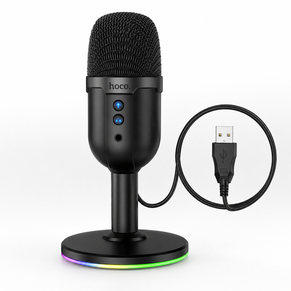 Мікрофон Hoco L25 Bright USB настільний, 360&deg; всеспрямований, RGB-підсвічування, USB-A 790021 фото