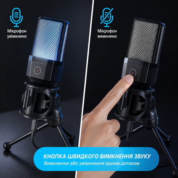 Ігровий USB-мікрофон X1S Gaming Microphone з RGB-підсвічуванням, кардіоїдний, USB-A/Type-C 788963 фото